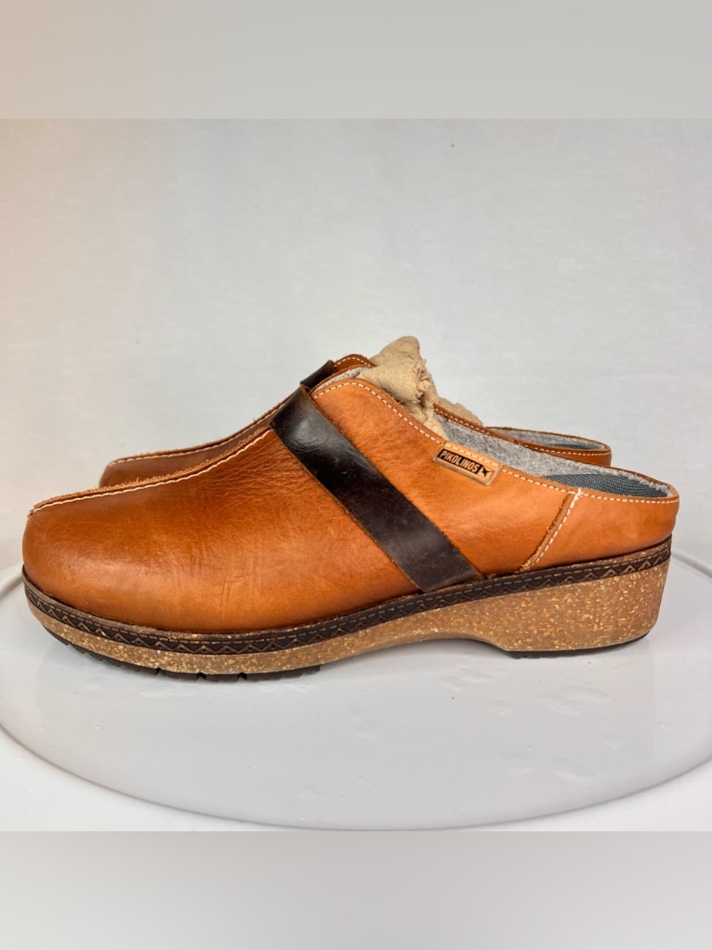 Pikolinos Women’s Granada Leather Clogs Brandy Comfort Walking Brown Size 8